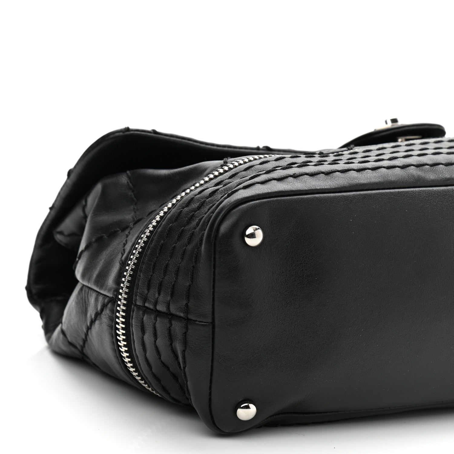 Chanel Calfskin Stitched Large Expandable Flap Bag Black 9 of 10