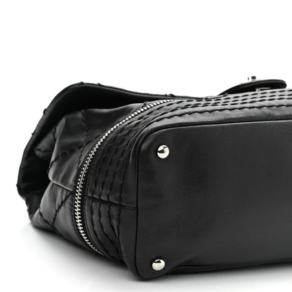 Chanel Calfskin Stitched Large Expandable Flap Bag Black 9 of 10