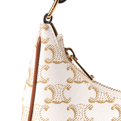 Celine Canvas Calfskin Ava Triomphe Shoulder Bag White 8 of 13