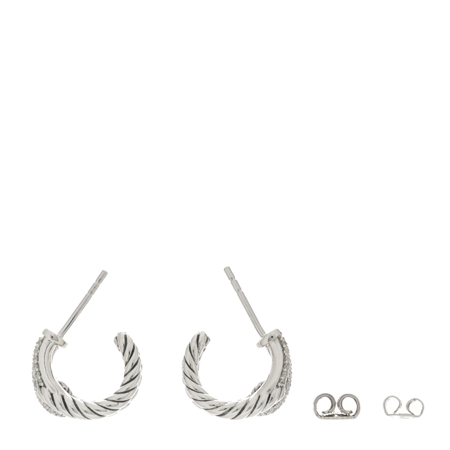 DAVID YURMAN Sterling Silver Diamond Labyrinth Hoop Earrings