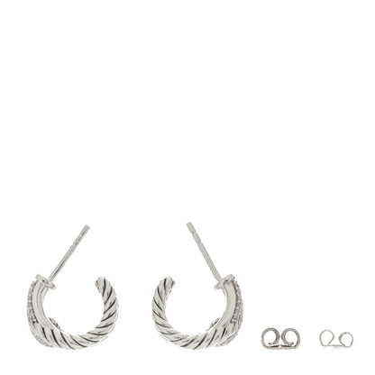 David Yurman DAVID YURMAN Sterling Silver Diamond Labyrinth Hoop Earrings 3 of 4