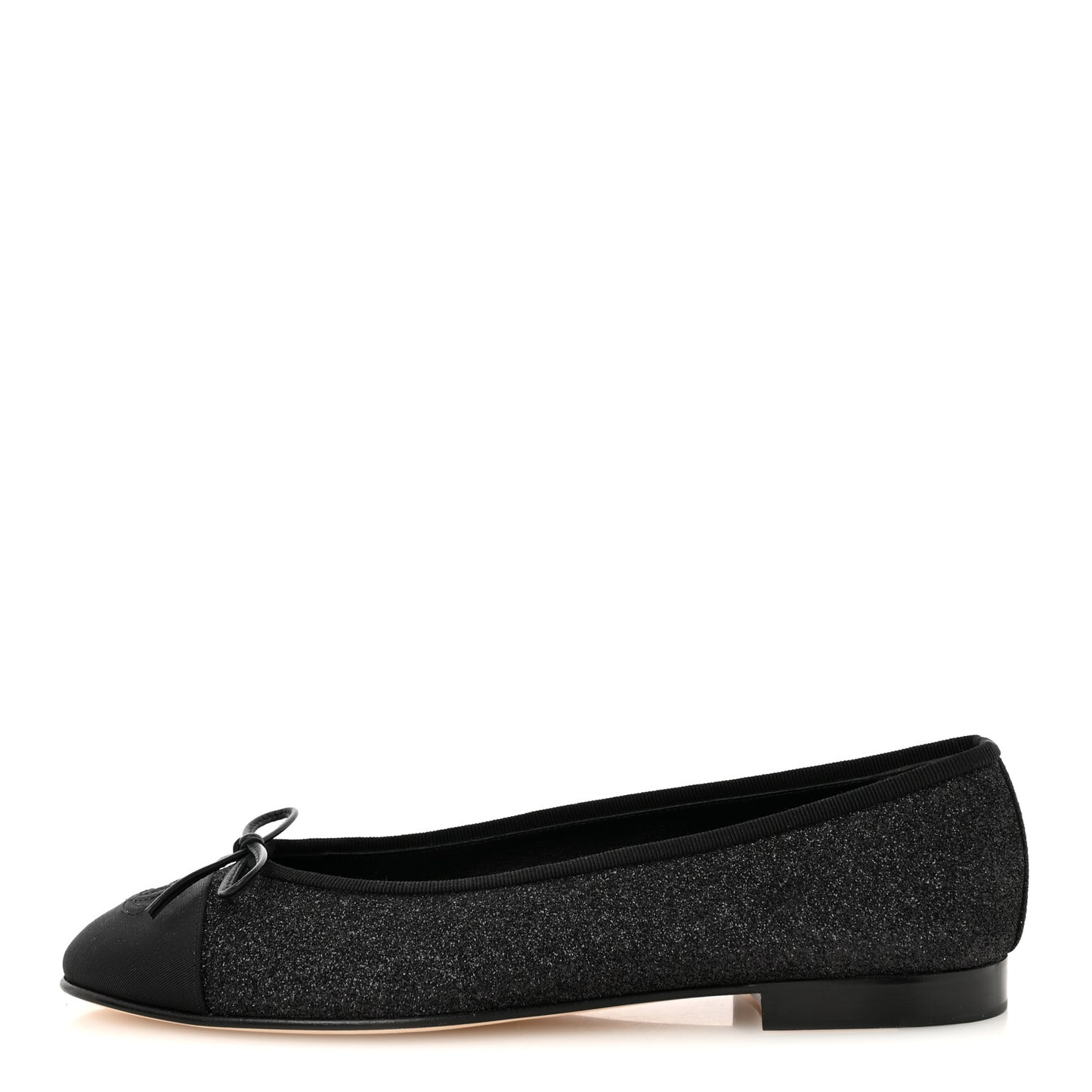 Glitter Grosgrain Cap Toe CC Ballerina Flats 40 Black