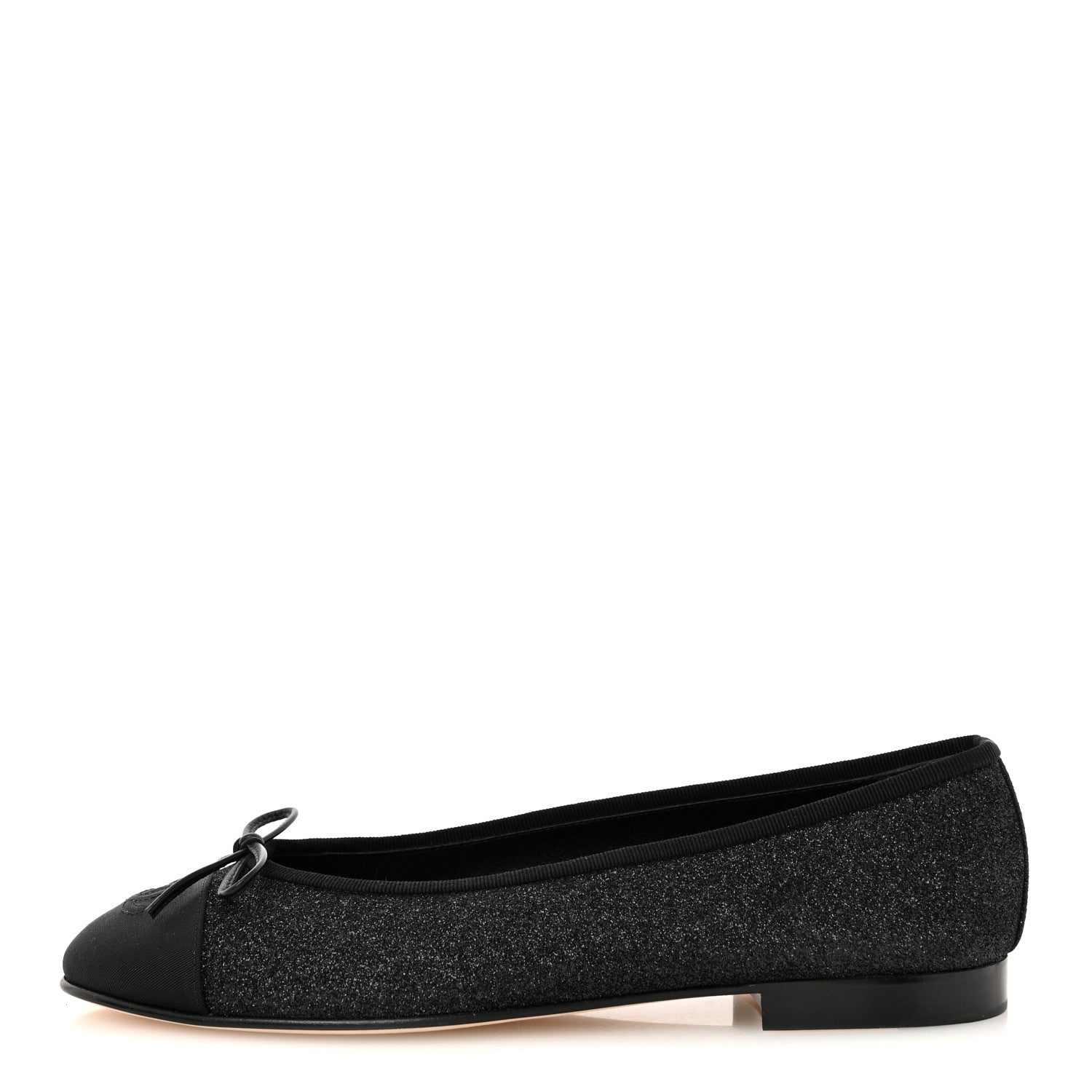 Chanel Glitter Grosgrain Cap Toe CC Ballerina Flats 40 Black 1 of 11