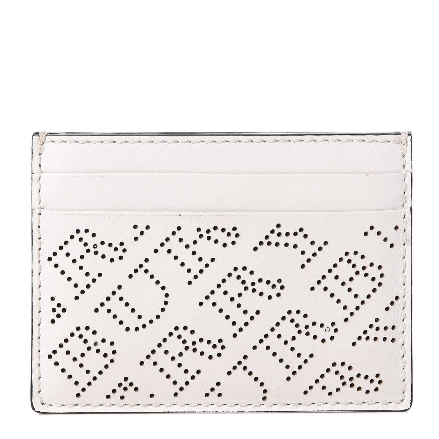 Calfskin Perforated Sandon Card Card Case White
