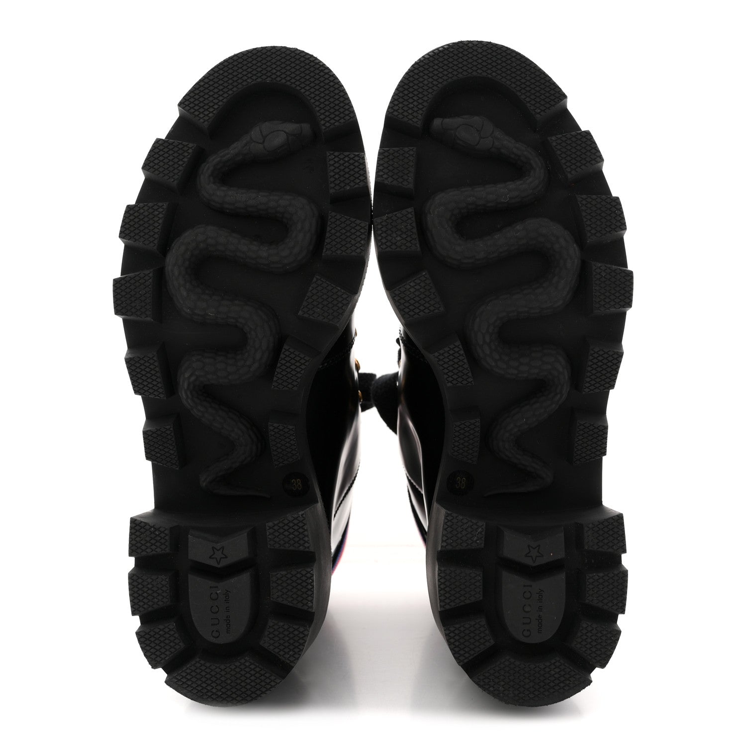 Gucci Calfskin Sylvie Web Womens Lace Up Combat Boots 38 Black 6 of 11