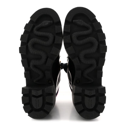 Gucci Calfskin Sylvie Web Womens Lace Up Combat Boots 38 Black 6 of 11