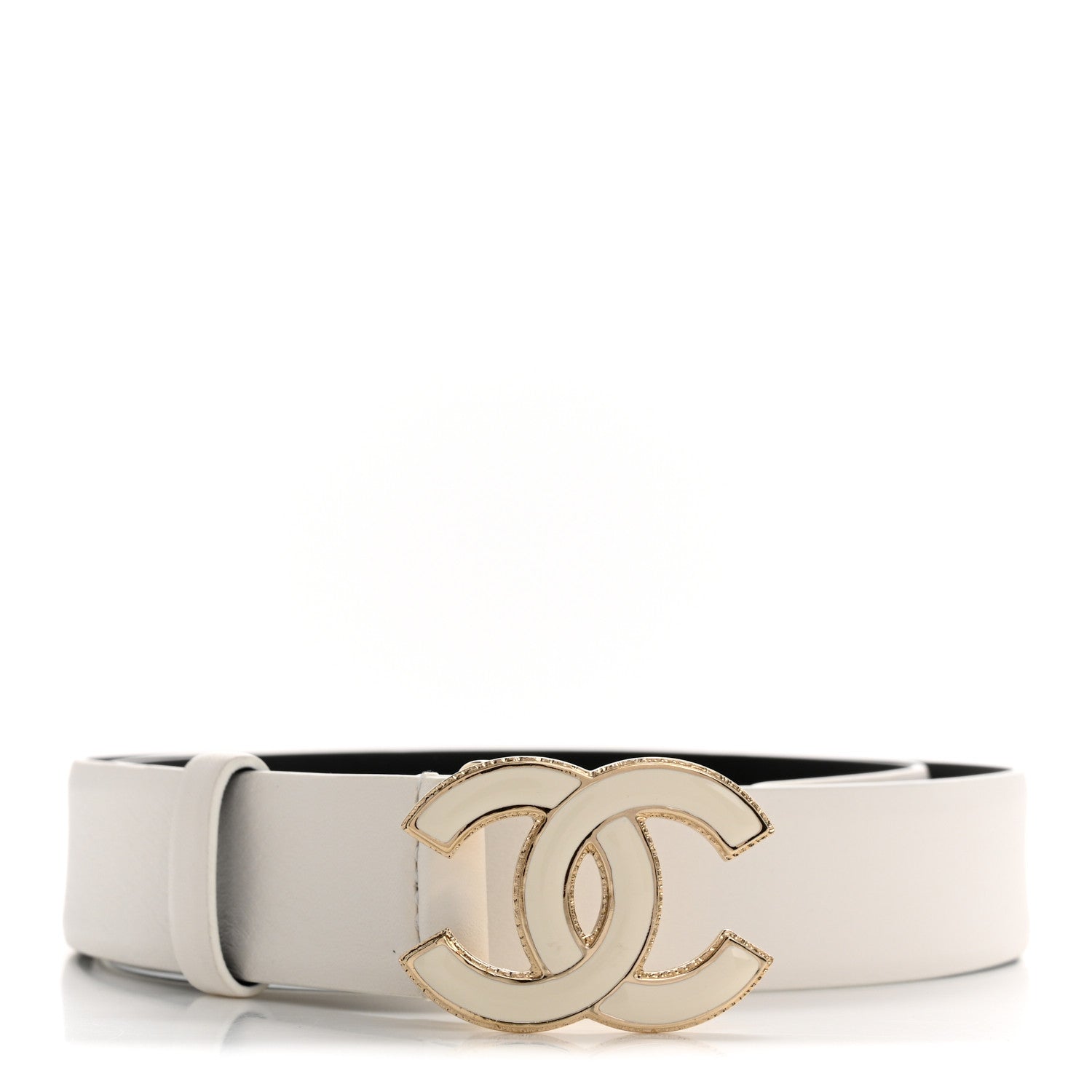 Chanel Calfskin Enamel CC Belt 80 32 White 1 of 7