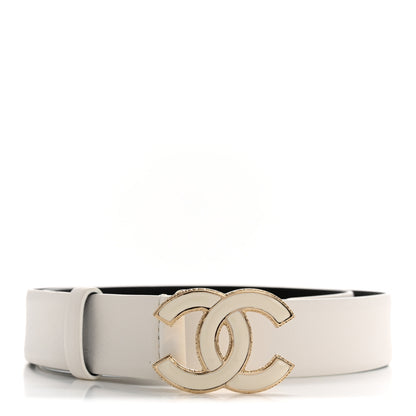 Chanel Calfskin Enamel CC Belt 80 32 White 1 of 7