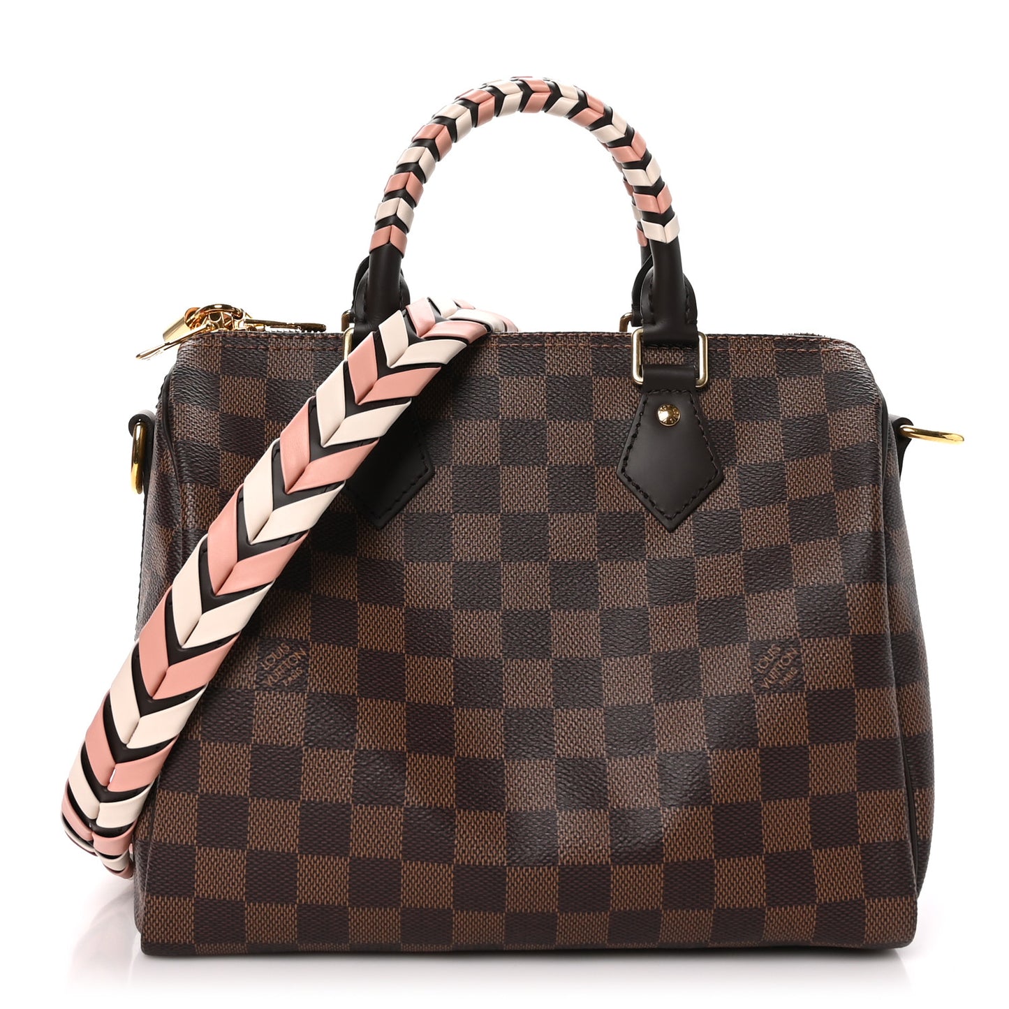 Damier Ebene Braided Speedy Bandouliere 25 Pink