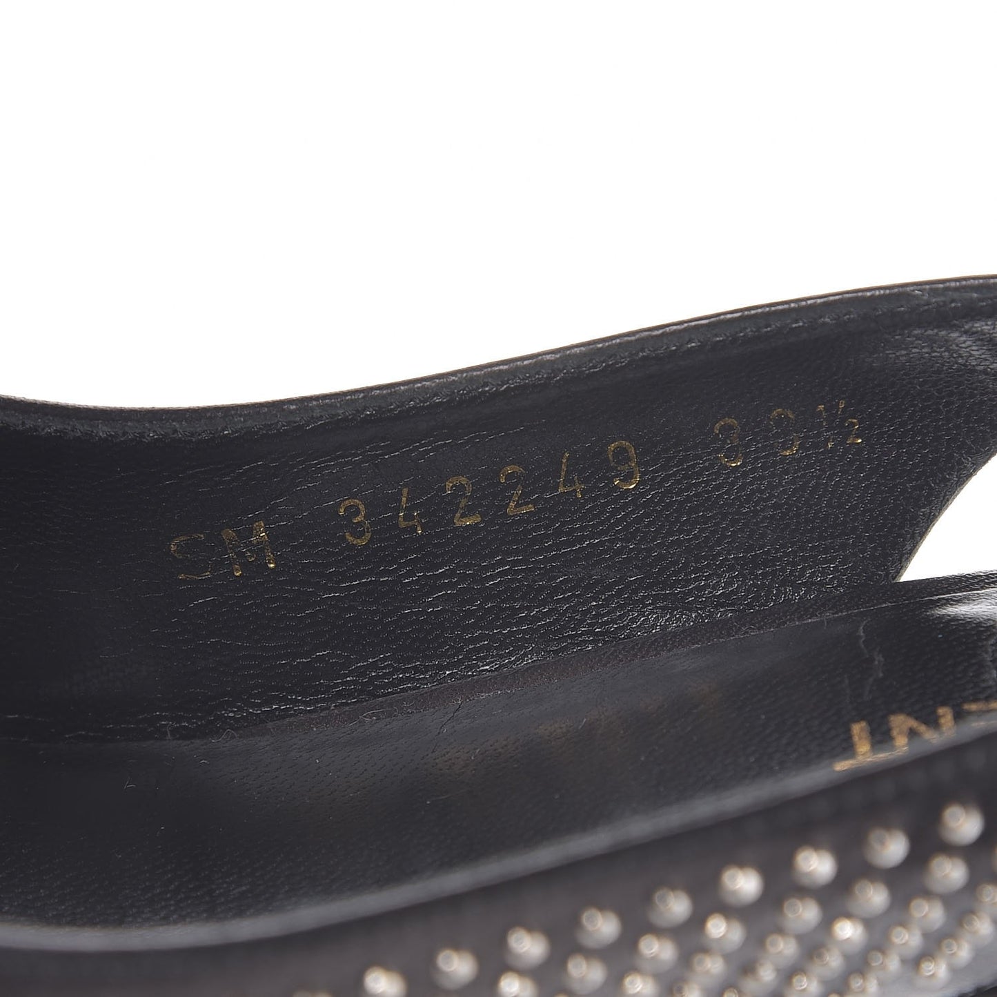 Calfskin Studded Paris 105 Slingback Pumps 38.5 Black