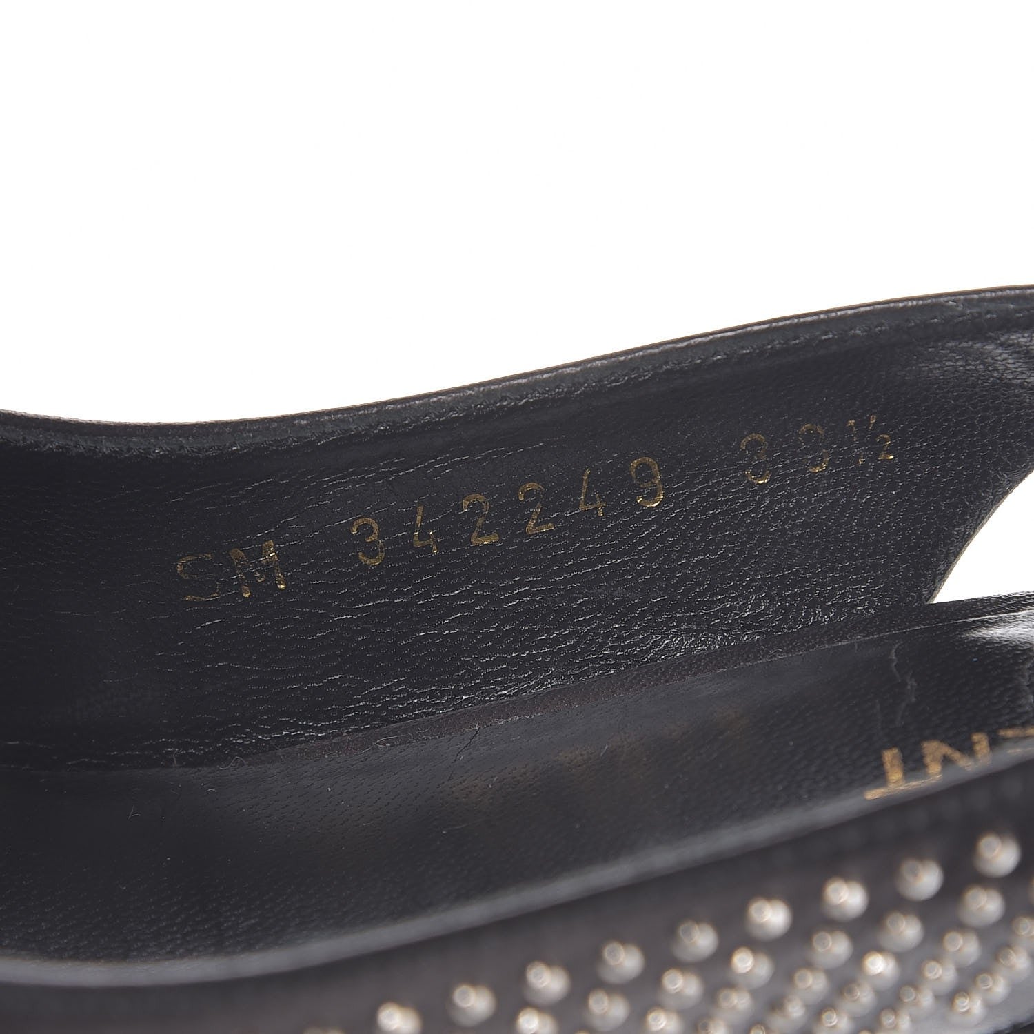 Saint Laurent Calfskin Studded Paris 105 Slingback Pumps 38.5 Black 11 of 12