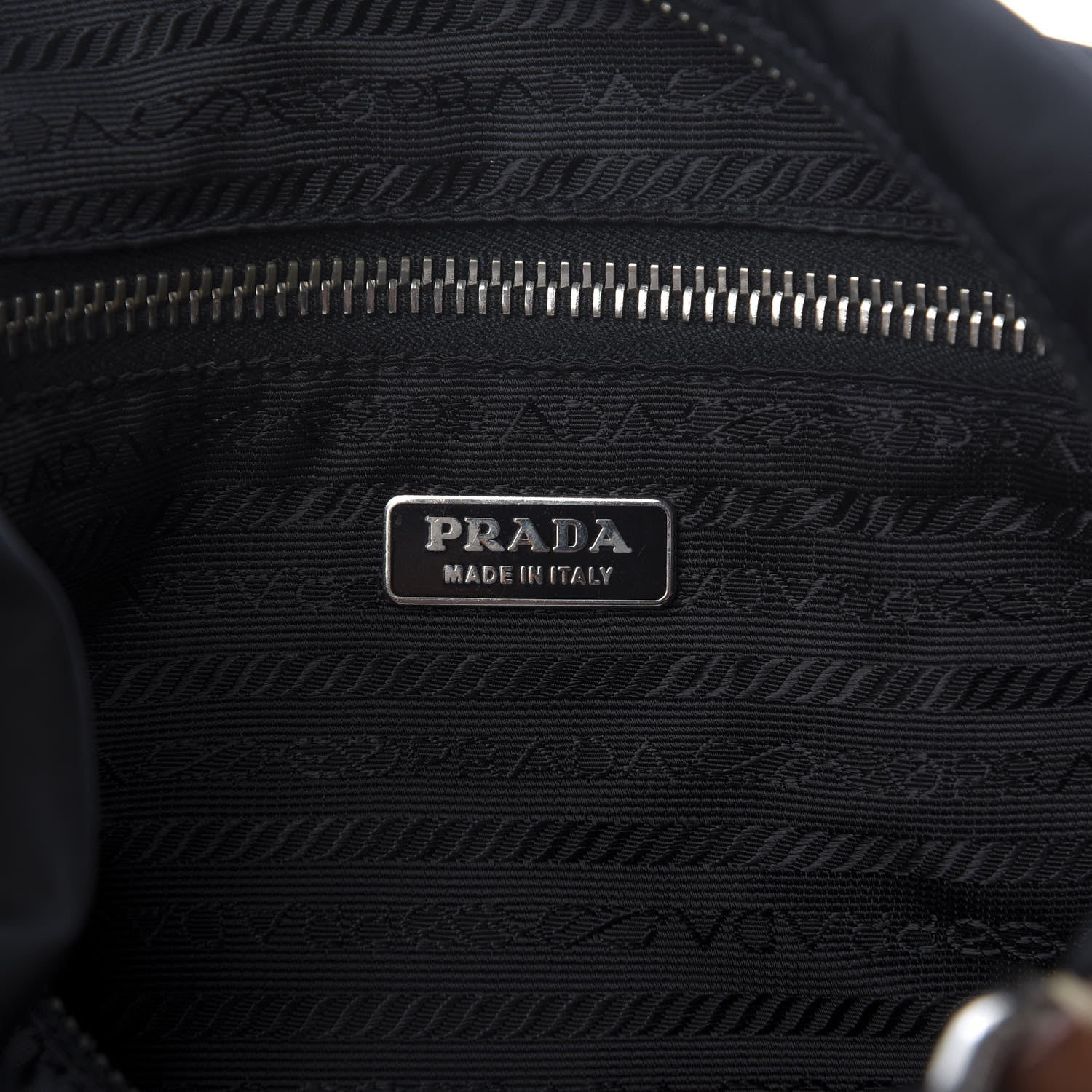 Prada Tessuto Nylon Calfskin Hobo Black Brown 8 of 9