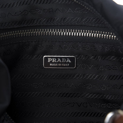 Prada Tessuto Nylon Calfskin Hobo Black Brown 8 of 9