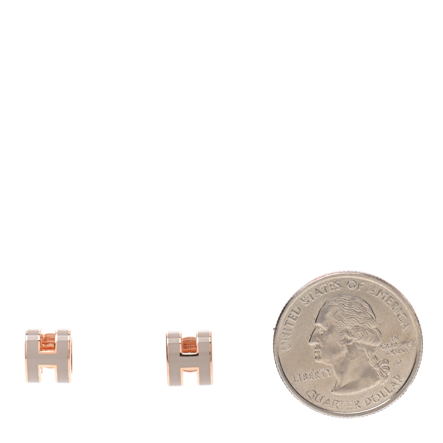 Rose Gold Lacquered Mini Pop H Earrings Marron Glace