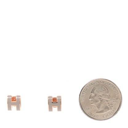 Hermes Rose Gold Lacquered Mini Pop H Earrings Marron Glace 2 of 5