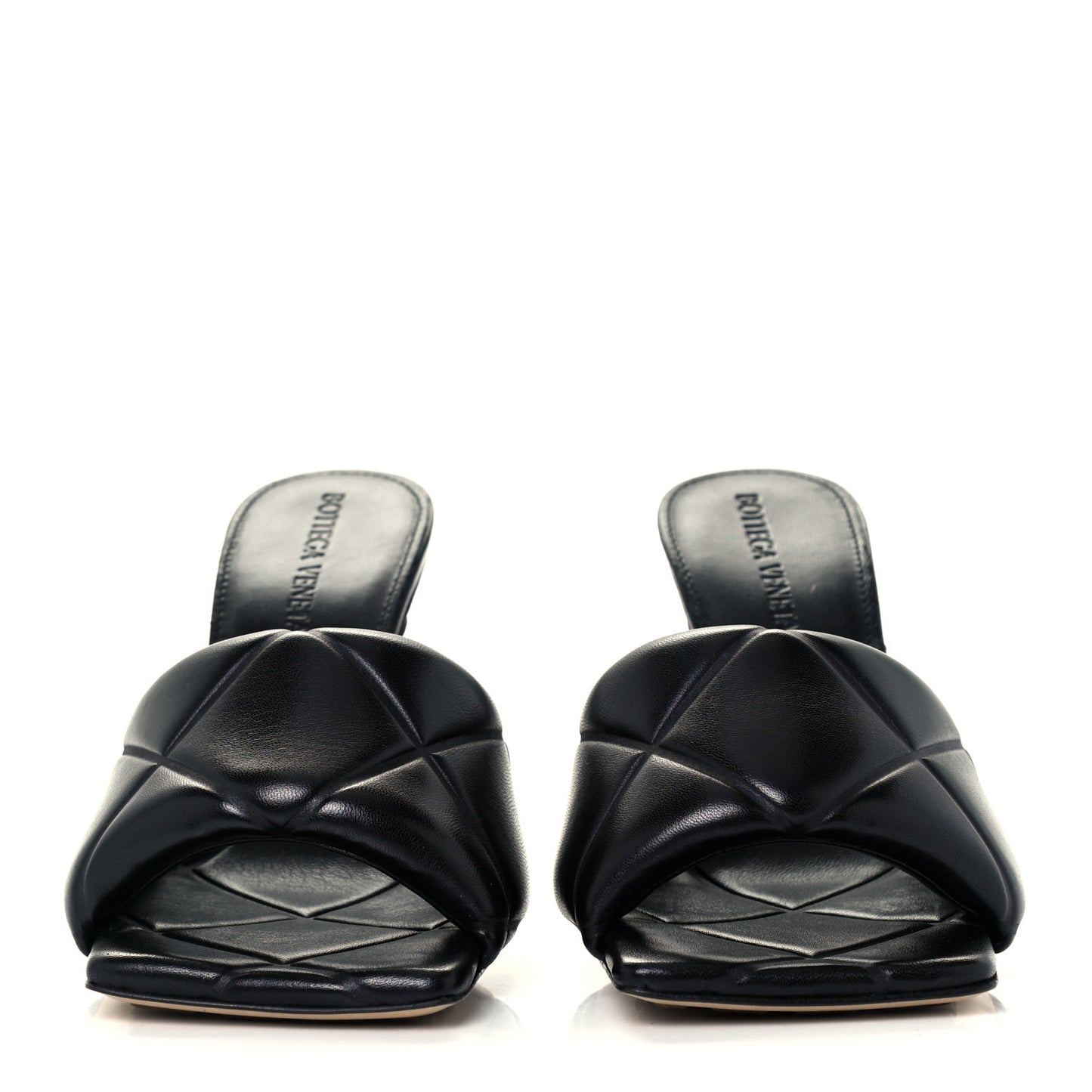 Nappa Quilted Rubber Lido Mule Sandals 36 Black
