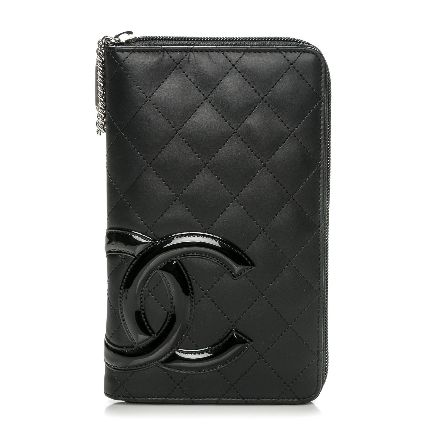 Calfskin Cambon Zip Around Organizer Wallet Black