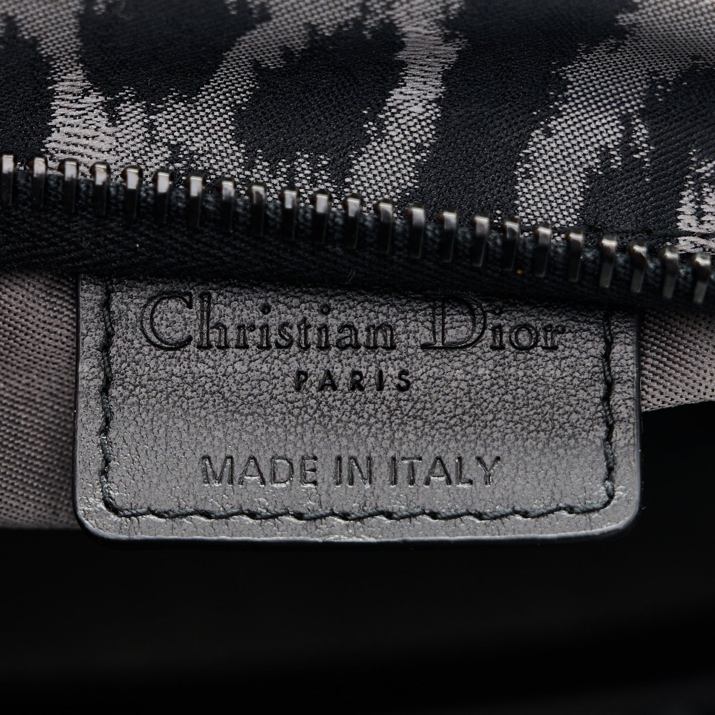 Canvas Embroidered Mizza Diortravel Zipped Pouch Black Grey