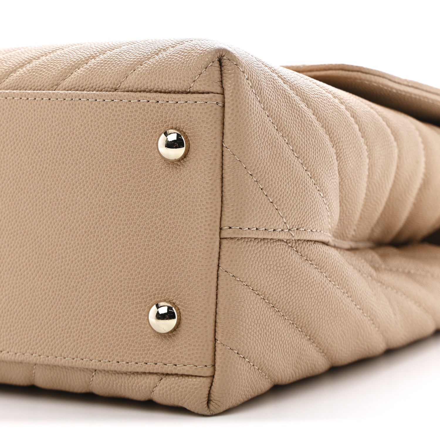 Chanel Caviar Chevron Quilted Medium Coco Handle Flap Beige 20 of 27
