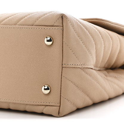 Chanel Caviar Chevron Quilted Medium Coco Handle Flap Beige 20 of 27