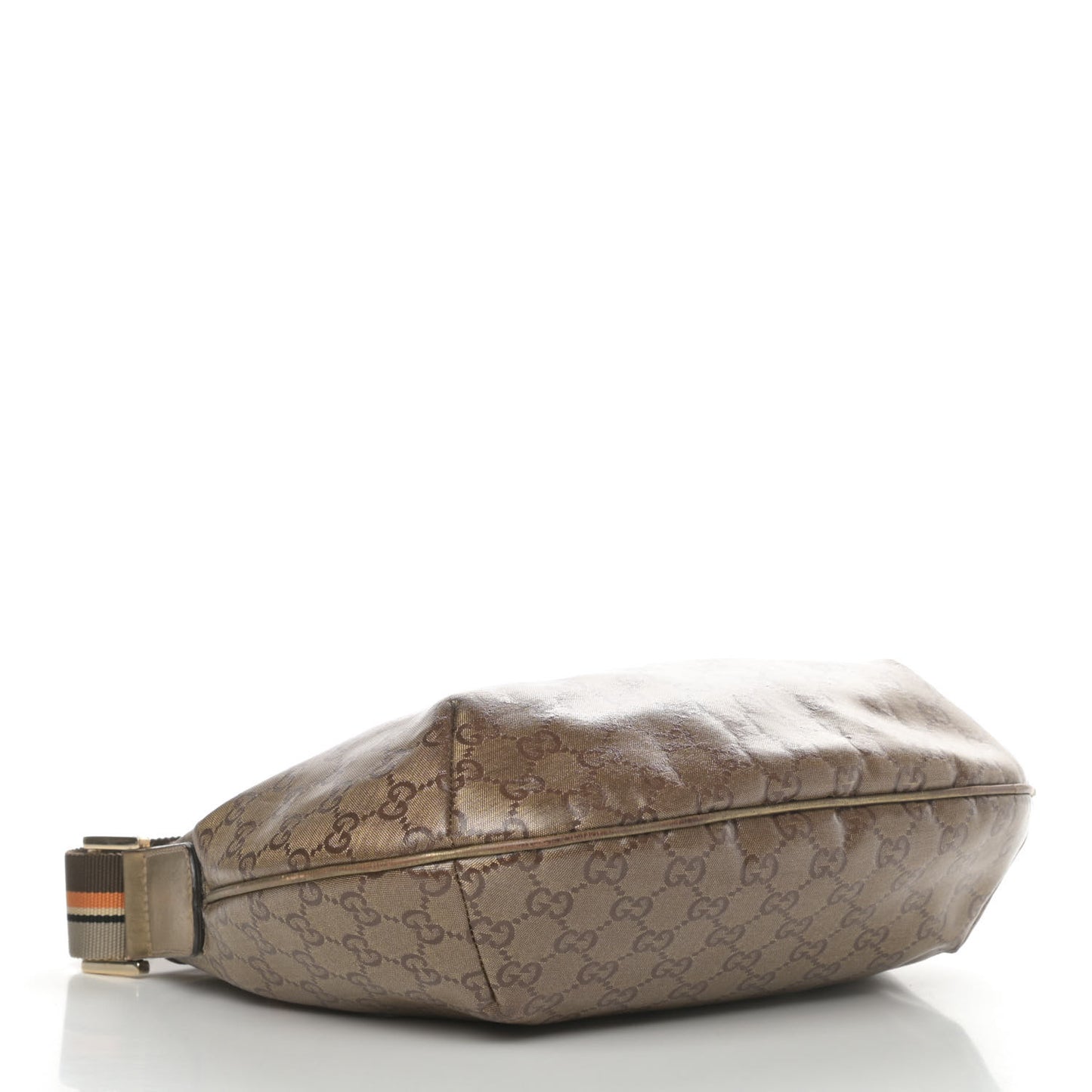 Crystal Monogram Web Medium Half Moon Hobo Bronze
