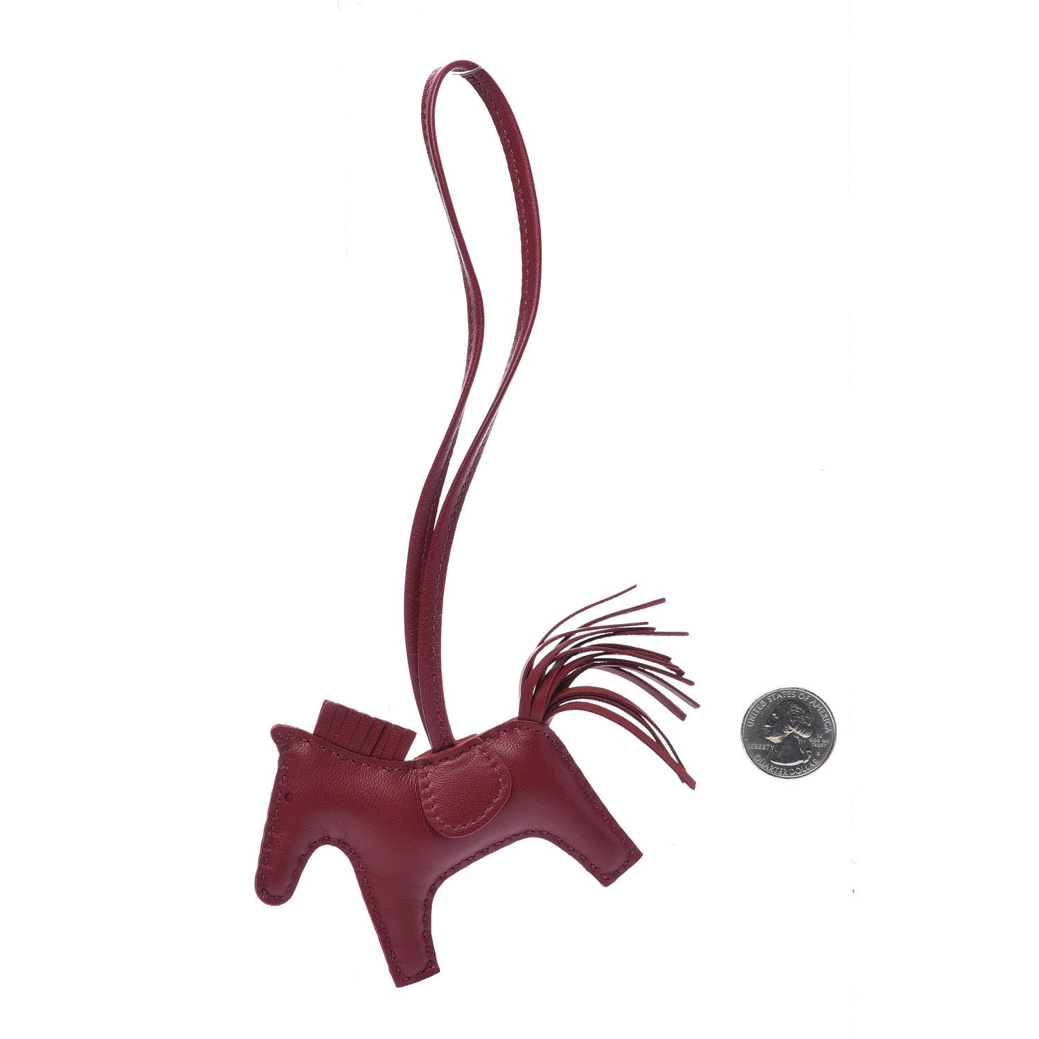 Hermes Milo Lambskin Grigri Rodeo Horse Bag Charm PM Rubis 2 of 5
