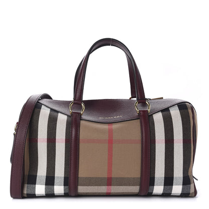 Burberry House Check Derby Calfskin Medium Alchester Bowling Bag Mahogany Red 1 of 9