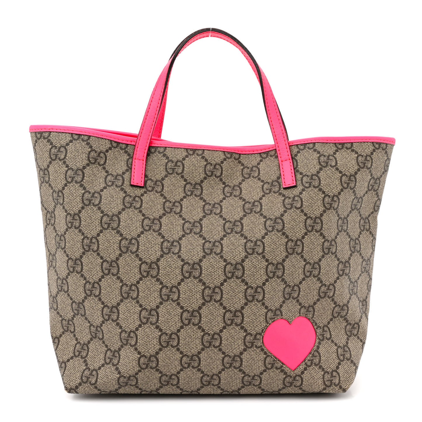 GG Supreme Monogram Kids Heart Tote Pink
