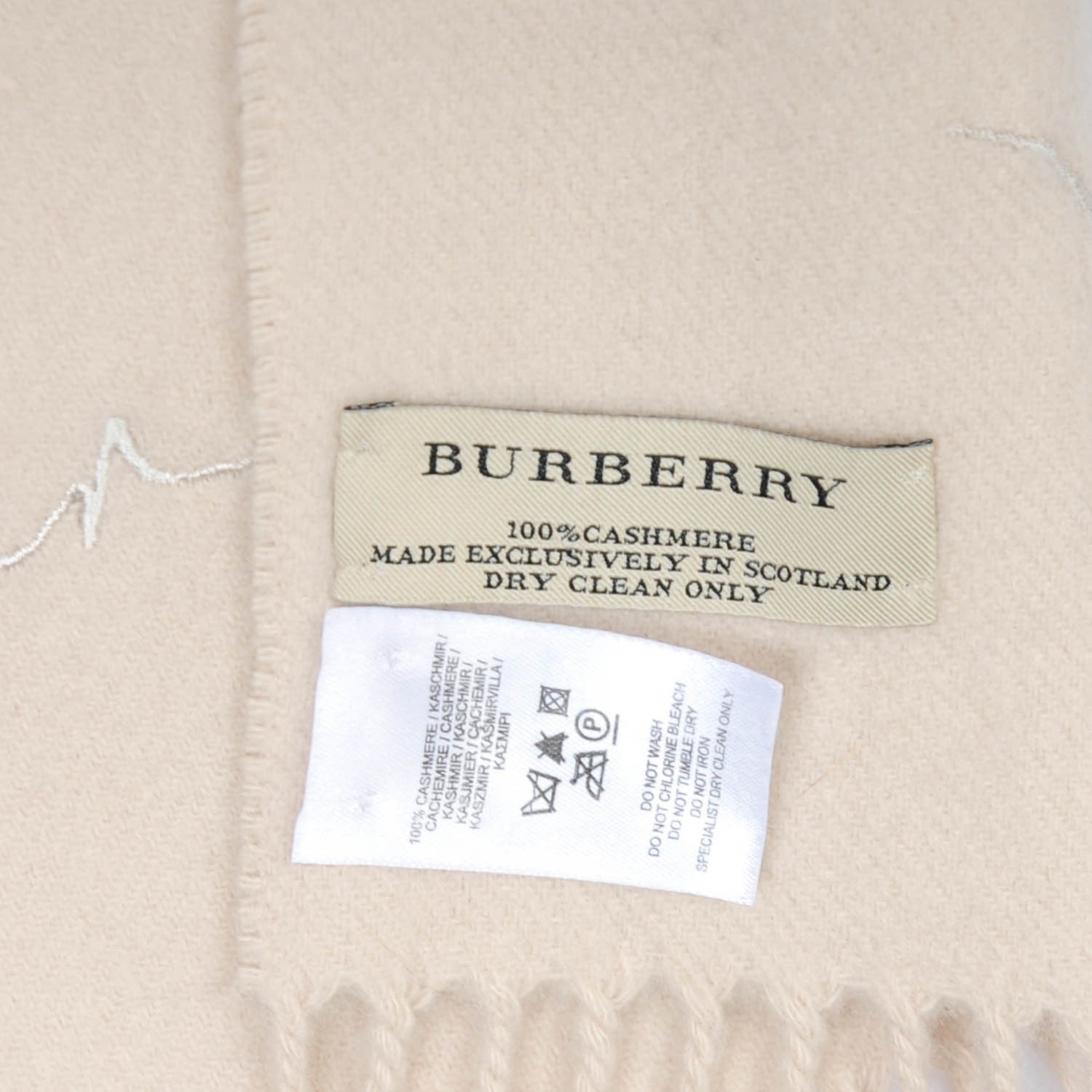 Burberry Cashmere Embroidered Fringe Scarf Ivory 6 of 6