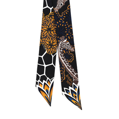 Hermes Silk Three Graces Twilly Black Gold Taupe 2 of 4
