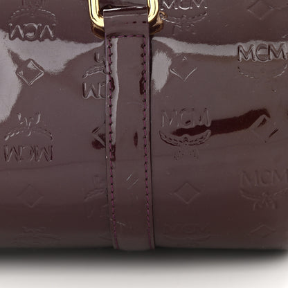 MCM Patent Monogram Essential Barrel Bag Bordeaux 10 of 13