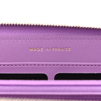 Chanel Caviar Quilted Large Gusset Zip Around Wallet Purple 7 of 9