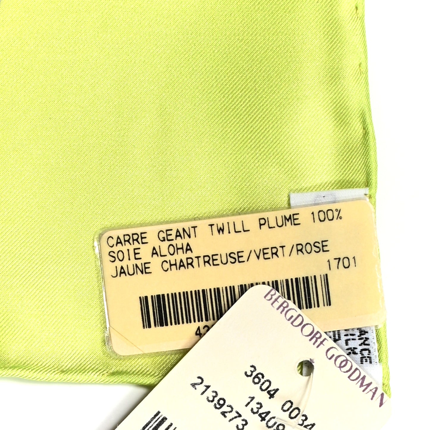 Silk Aloha Scarf 140 Jaune Chartreuse Vert Rose