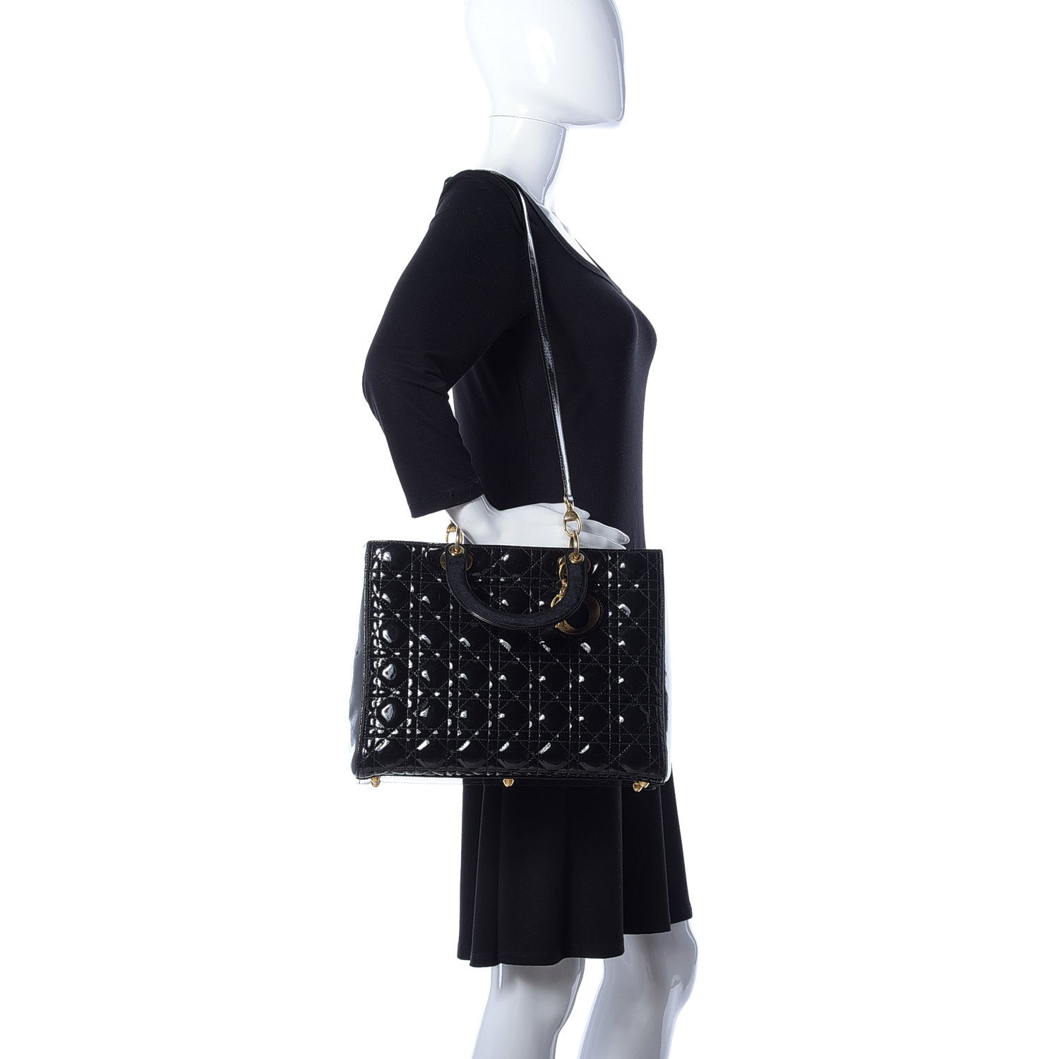 Christian Dior Patent Cannage Large Lady Dior Black 2 of 10