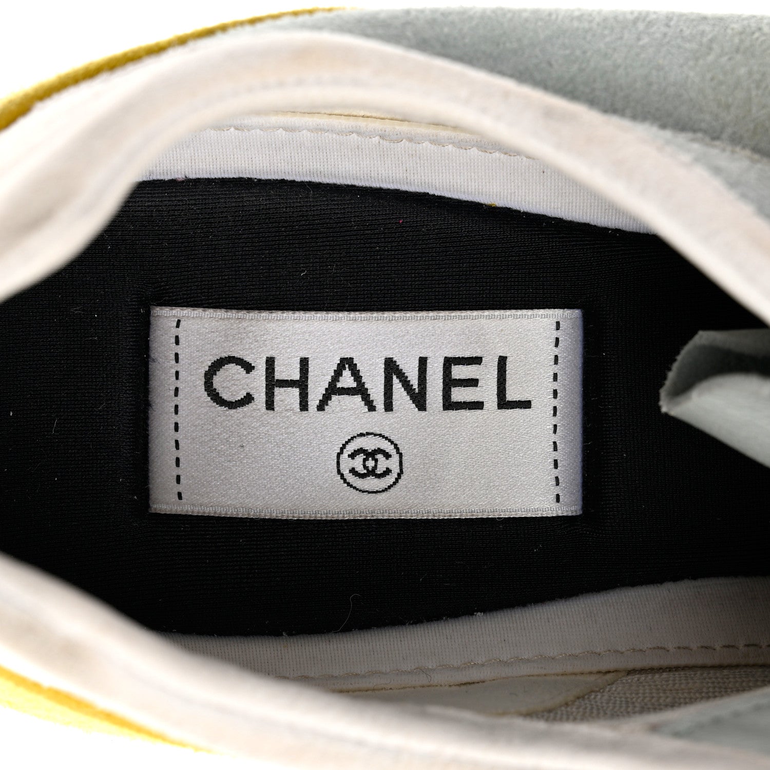 Chanel Fabric Suede Kidskin CC Sneakers 41 Light Turquoise Fuchsia Yellow 7 of 10