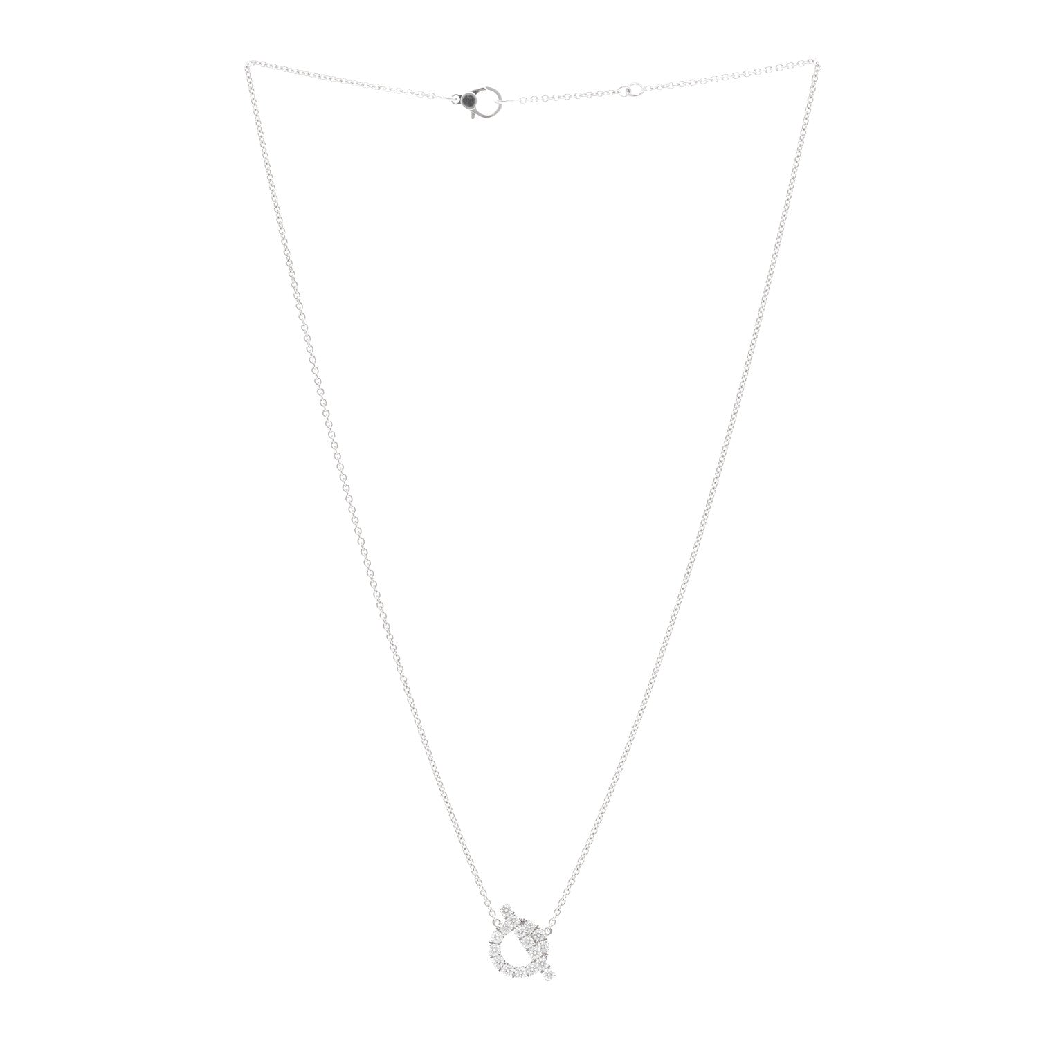 Hermes 18K White Gold Diamond Finesse Pendant Necklace 3 of 6