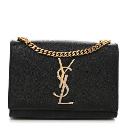 Saint Laurent Grain De Poudre Small Monogram Kate Satchel Black 1 of 11