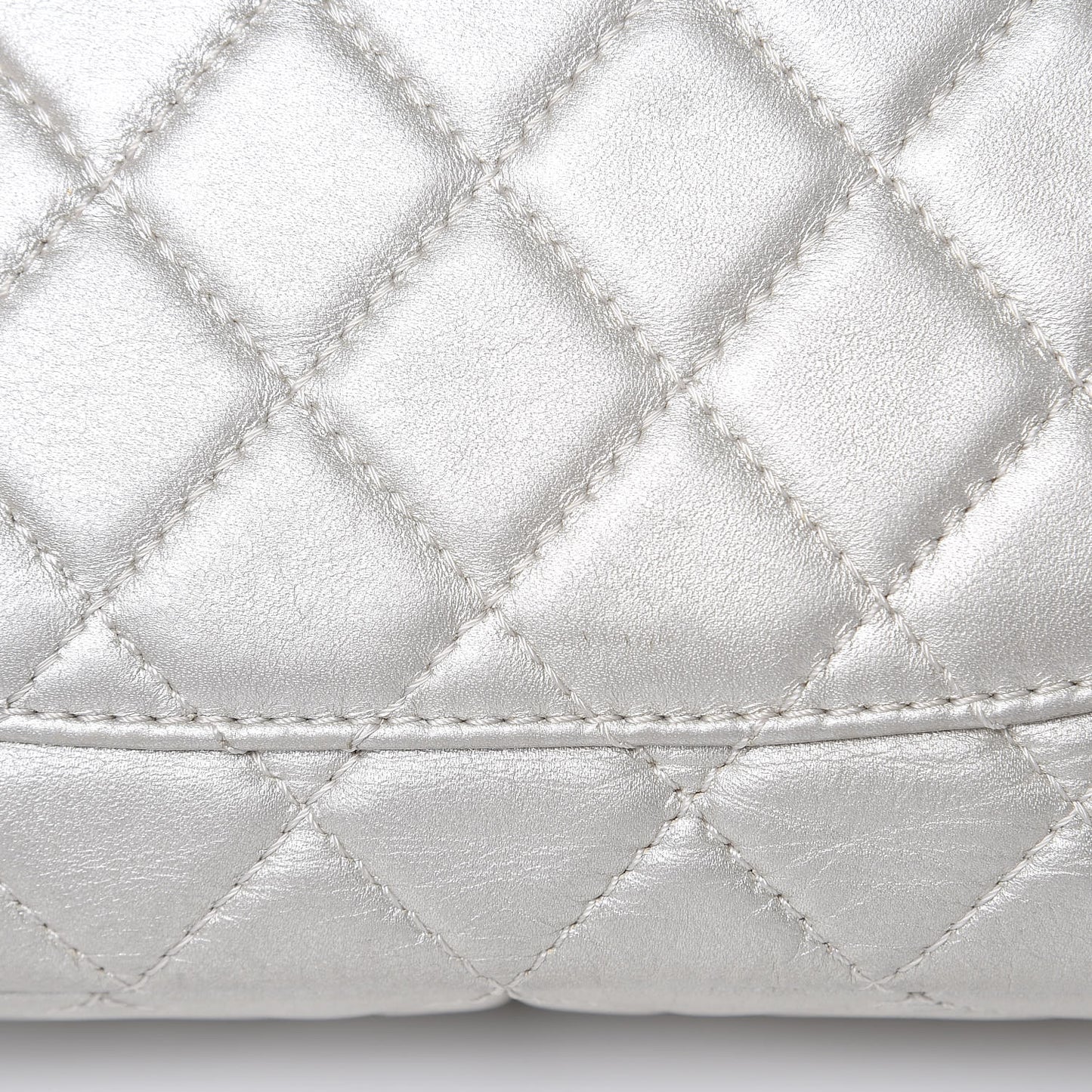 Metallic Lambskin Quilted Jumbo Single Flap Silver