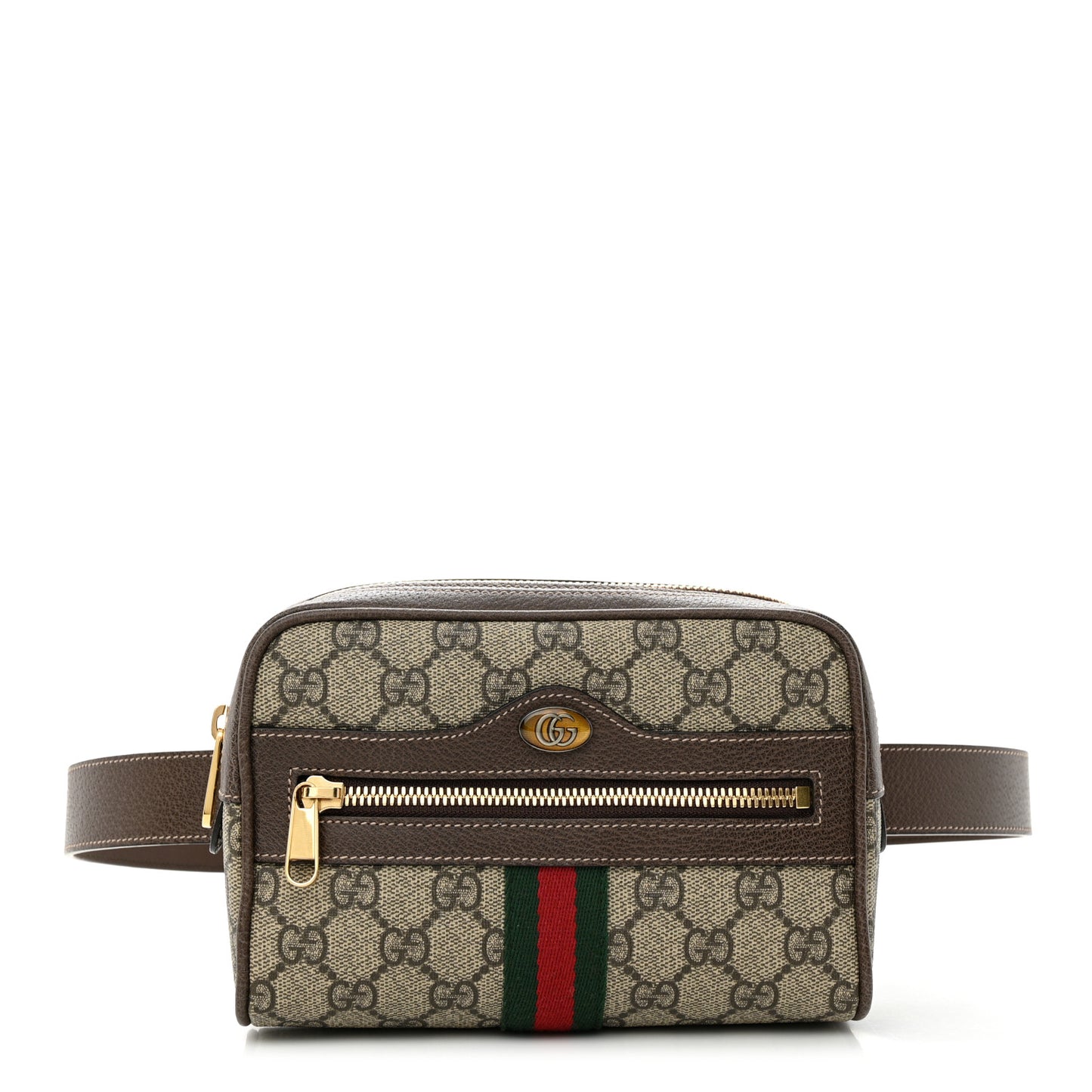 GG Supreme Monogram Web Small Ophidia Belt Bag 75 30 Dark Brown