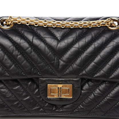 Chanel Aged Calfskin Chevron Quilted 2.55 Reissue 224 Flap Black 9 of 10