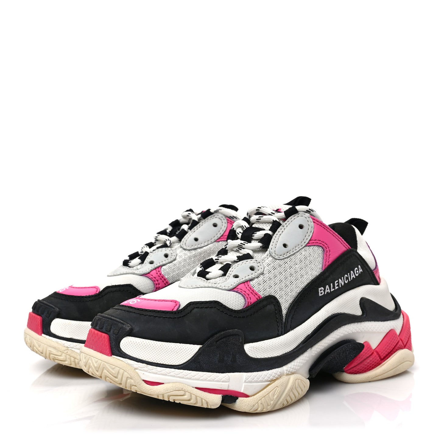 Fabric Mesh Womens Triple S Sneakers 36 Rose Fluo Black White