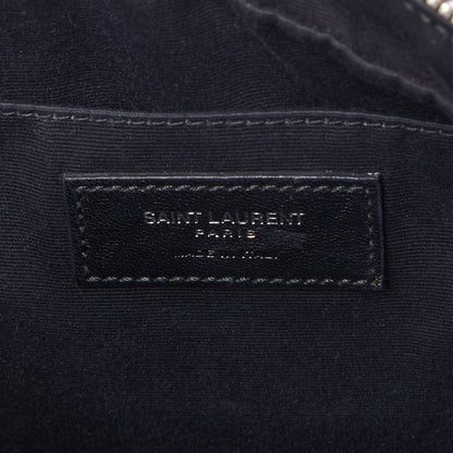 Saint Laurent Cracked Shiny Calfskin Matelasse Monogram Lou Camera Bag Black 8 of 8
