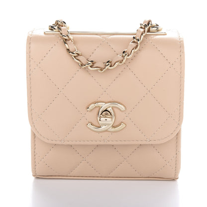 Chanel Lambskin Quilted Mini Trendy CC Clutch With Chain Beige 9 of 10