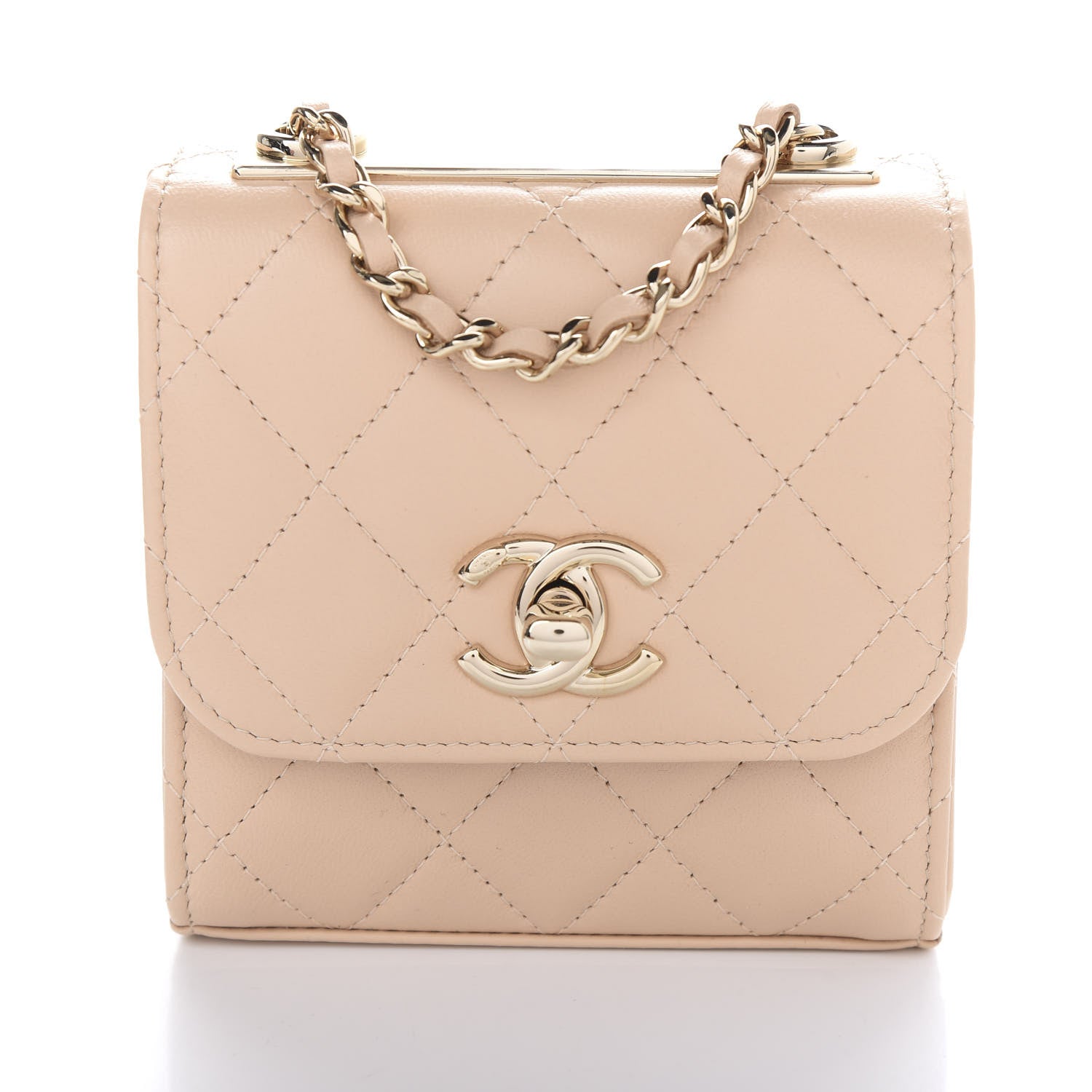 Chanel Lambskin Quilted Mini Trendy CC Clutch With Chain Beige 9 of 10