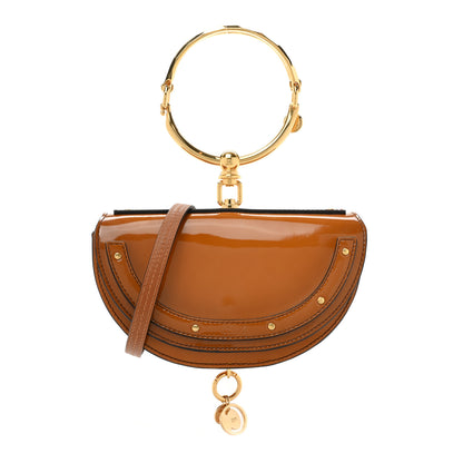 Chloe Spazzolato Sfumato Lambskin Calfskin Small Nile Bracelet Minaudiere Bag Caramel 1 of 10