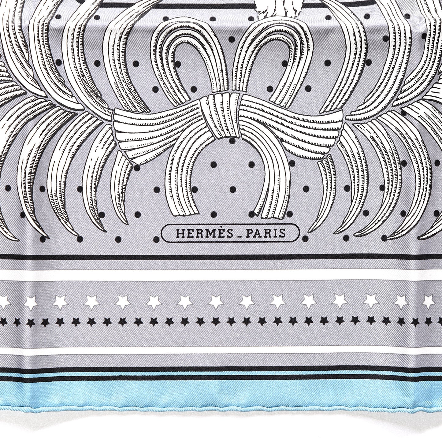 Silk Tigre Royal Bandana Scarf 55 Gris Bleu Grise Blanc