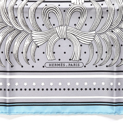 Hermes Silk Tigre Royal Bandana Scarf 55 Gris Bleu Grise Blanc 3 of 5