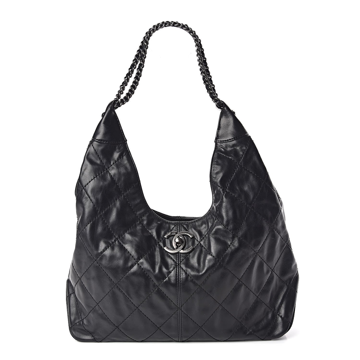 Chanel Aged Calfskin Quilted Coco Supple Hobo Black 1 of 10