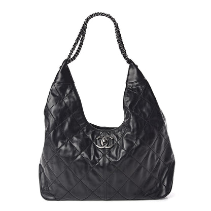 Chanel Aged Calfskin Quilted Coco Supple Hobo Black 1 of 10