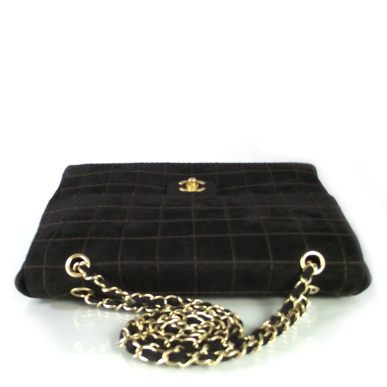 Suede Square Quilted Jumbo Flap Black